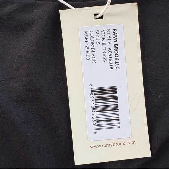 NWT RAMY BROOK Vickie Draped Sleeveless Cocktail Black Dress Size Small - Picture 4 of 9